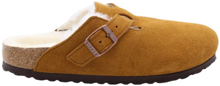 Birkenstock Boston Mink narrow Veloursleder Shearling Dames Pantoffels - Mink - Maat 38