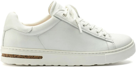 Birkenstock Witte Leren Sneakers met Verwijderbaar Kurk-Latex Voetbed Birkenstock , White , Heren - 43 Eu,42 Eu,41 EU