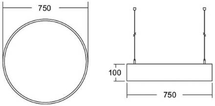 Biro Circle direct Ø 75 cm, aan/uit, zwart, 3000 K