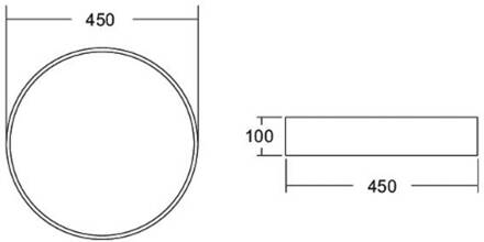 Biro Cirkel, Ø 45cm, aan/uit, zilver, 4.000 K