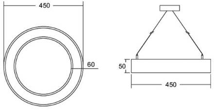 Biro Cirkel Ring5 direct Ø 45 cm aan/uit zilver 840