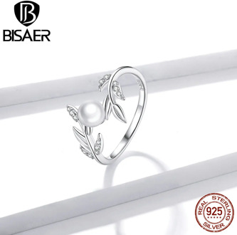 BISAER New Rings 925 Sterling Silver Shiny Wheat Ears Finger Rings For Women Simple Engagement Jewelry Anel S925 GAR153