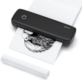 Bisofice A4 Portable Thermal Transfer Printer Inkless Printing PDF File Webpage Contract Documents Picture Comes with 1pcs Thermal Paper Roll