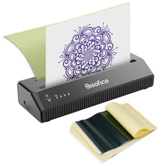 Bisofice BT+USB Thermal Tattoo Transfer Printer Tattoo Stencil Printer with 10 Transfer Paper APP Control