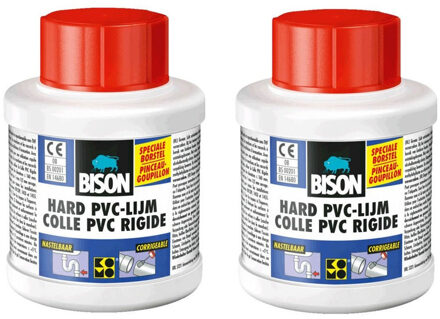 Bison 2x potjes Bison hard PVC lijm 100 ml - Montagelijm