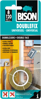 Bison double fix universeel dubbelzijdige montagetape - 19 mm. x 1,5 meter