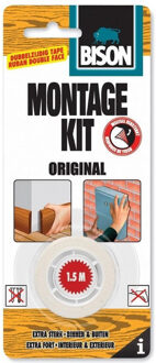 Bison montagekit tape transparant - 19 mm x 1,5 m - Dubbelzijdige tape - Klustape