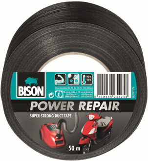 Bison power repair tape zwart - 50 meter