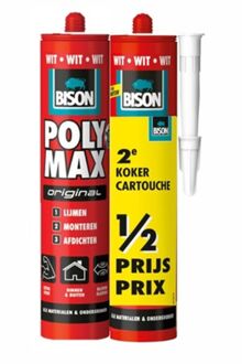 Bison Universele Montagelijm Poly Max Original Wit 425g Duo