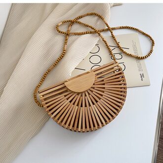 Bisonjs Zomer Luxe Handtas Voor Vrouwen Schoudertas Halve Cirkel Bamboe Geweven Strand Tas Mobiele Telefoon Portemonnee kleur 2