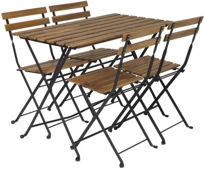 Bistro set Rhodos - hout/metaal - bruin/zwart - 5-delig