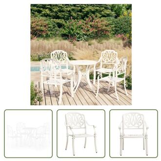 Bistroset Gietaluminium - 4 tuinstoelen - tafel - Wit - 63x69x91 cm - 78x72 cm