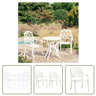 Bistroset - Gietaluminium - Tuinstoelen 63x69x91cm - Tafel 78x72cm - Wit