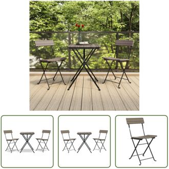 Bistroset Poly Rattan - 3-delig - Grijs - 40x45x79 cm - Inklapbaar