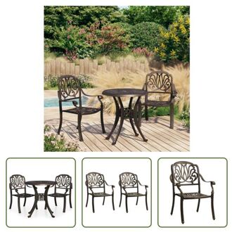 Bistroset Tuinmeubelen - Brons - 2x Tuinstoel - 1x Tafel (63x69x91cm - 78x72cm) Bruin