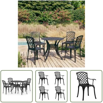 Bistroset - Tuinstoelen en tafel van gietaluminium - Zwarte kleur - Comfortabele zitervaring