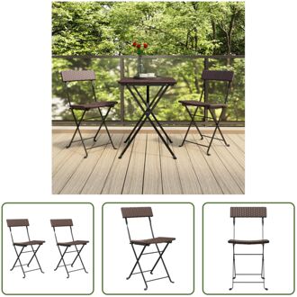 Bistrostoel Brown - PE-Rattan and Coated Steel - 40x45x79 cm - Folding Design Bruin