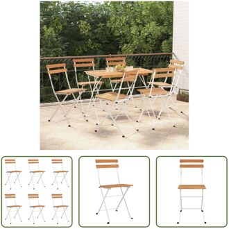 Bistrostoel - Massief Acaciahout en Staal - 39x45x79 cm - Set van 6 Bruin