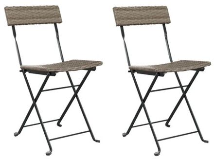 Bistrostoelen 2 st inklapbaar poly rattan en staal grijs