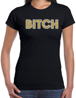 BITCH fun tekst t-shirt zwart voor dames XS