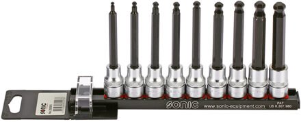 Bitdopset 3/8", inbus met kogelkop 9-dlg. op rail 200901