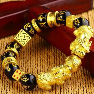 Bixie Armband Chinese Goede Lucky Charm Feng Shui Pi Yao Rijkdom Geluk Armbanden Sieraden Lucky Unisex Armbanden zwart