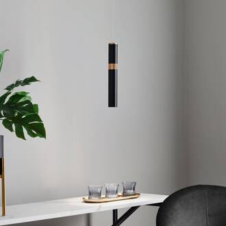 Bjarko LED hanglamp, 1-lamp zwart, messing