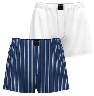Björn Borg 2 stuks Cotton Stretch Woven Boxer Shorts Versch.kleure/Patroon,Wit,Blauw - Small,XX-Large