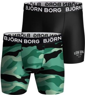 Björn Borg 2 stuks Performance Boxer 1727 Zwart,Versch.kleure/Patroon,Groen,Blauw - Small