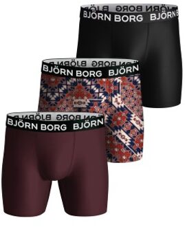 Björn Borg 3 stuks Performance Shorts 2203 * Actie * Zwart,Versch.kleure/Patroon,Groen,Bruin,Rood - Small