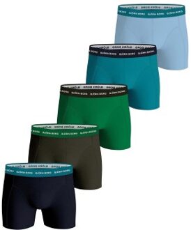 Björn Borg 5 stuks Cotton Stretch Boxer 1719 * Actie * Blauw,Zwart,Versch.kleure/Patroon,Groen,Rood,Wit - X-Small,Small,Medium,Large,X-Large,XX-Large