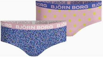 Björn Borg Björn borg meisjes hipster 2-pack – katoen – stippen & bloemen - maat 110/116 Veelkleurig