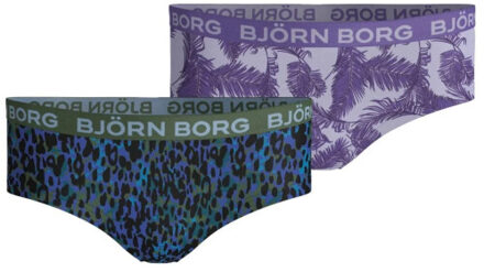 Björn Borg Björn borg meisjes hipster 2-pack – panterprint & bladeren – stretch katoen Paars - 110/116