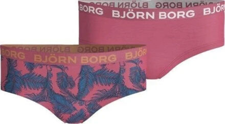 Björn Borg Björn borg meisjes hipster 2-pack – zacht katoen – donkerroze & palm Veelkleurig - 158/164