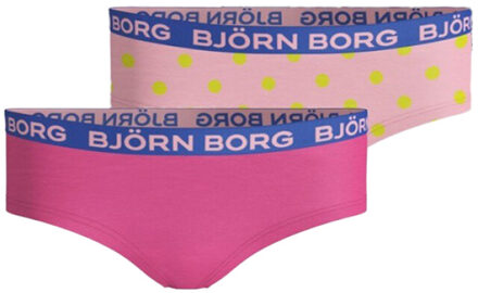 Björn Borg Björn borg meisjes hipster 2-pack – zacht katoen – roze & gele stippen - maat 158/164 Veelkleurig
