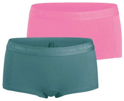 Björn Borg Björn borg meisjes minishorts 2-pack – zacht katoen – roze & - maat 110/116 Groen