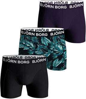 Björn Borg Bjorn Borg boxershorts 3-pack cotton stretch zwart-paars-print - L