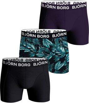 Björn Borg Bjorn Borg boxershorts 3-pack cotton stretch zwart-paars-print - L