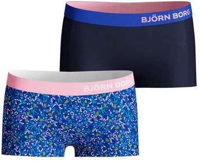 Björn Borg Bjorn Borg LA Tiny Flower meisjes minishort - 2pack - blauw - maat 110