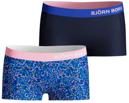 Björn Borg Bjorn Borg LA Tiny Flower meisjes minishort - 2pack - blauw - maat 110