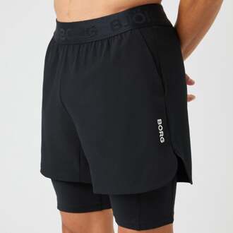 Björn Borg Borg 2 In 1 Shorts Heren-Zwart - S,L,XL,XXL