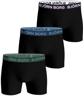 Björn Borg boxershorts 3-pack cotton stretch zwart met gekleurde logoband - XL