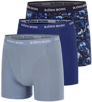 Björn Borg Cotton Stretch Boxer 3P Boxershort Heren-Blaugrau,Blauw - XXL