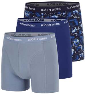 Björn Borg Cotton Stretch Boxer 3P Boxershort Heren-Blaugrau,Blauw