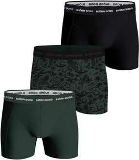Björn Borg Cotton Stretch Boxershorts Heren (3-pack) groen - wit - zwart - L