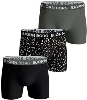 Björn Borg Cotton Stretch Boxershorts Heren (3-pack) zwart - donker grijs - wit - M