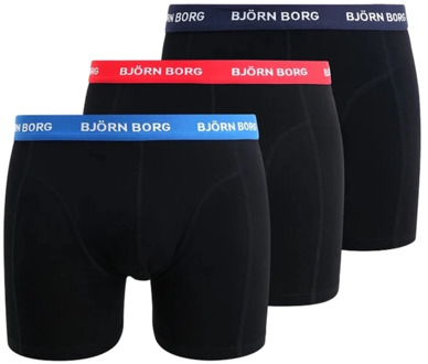 Björn Borg Heren Onderbroeken 3-Pack Boxers Contrast Solids - Zwart - Maat S