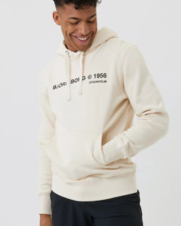 Björn Borg Hoodie met logo- en backprint Vanillegeel - S