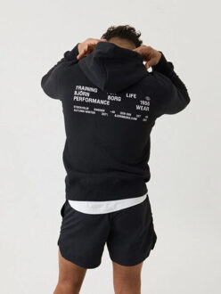 Björn Borg Hoodie met logo- en backprint Zwart
