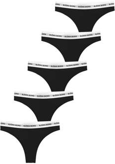 Björn Borg Logo Thong 5 P String Dames-zwart, wit
